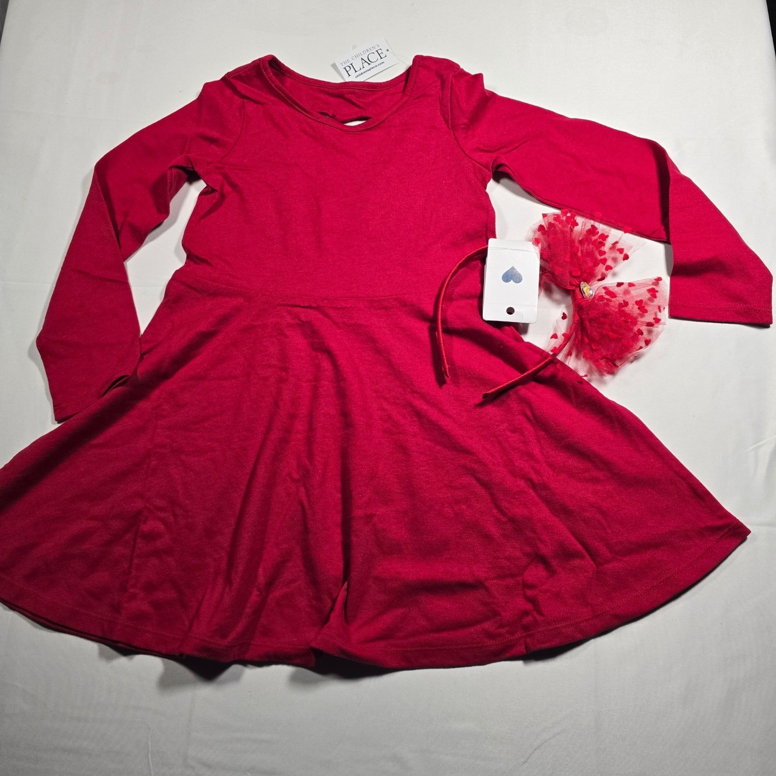 Tcp The Childrens Place Girls 5t Red Heart Cutout Skater Dress & Headband Set
